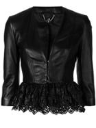 Elisabetta Franchi Laser-cut Hem Jacket - Black