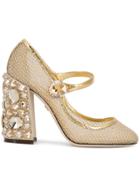 Dolce & Gabbana Crystal-embellished Mary Janes - Gold