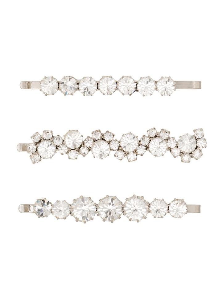Alessandra Rich Set Of Three Embellished Hair Slides - Metallic