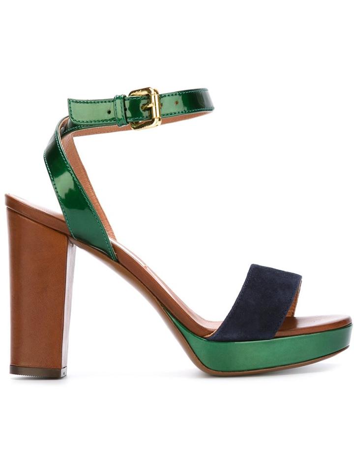 L'autre Chose Colour Block Chunky Heel Sandals