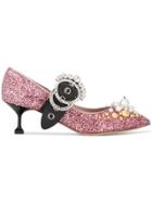 Miu Miu Pink Glitter Crystal Mary Jane 55 Heels - Pink & Purple
