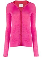 Fine Edge Layered Knitted Hoodie - Pink
