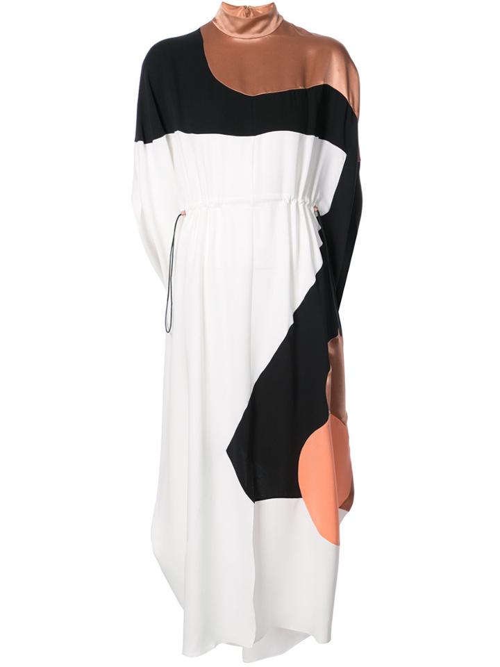 Roksanda Graphic Drawstring Midi Dress - Metallic