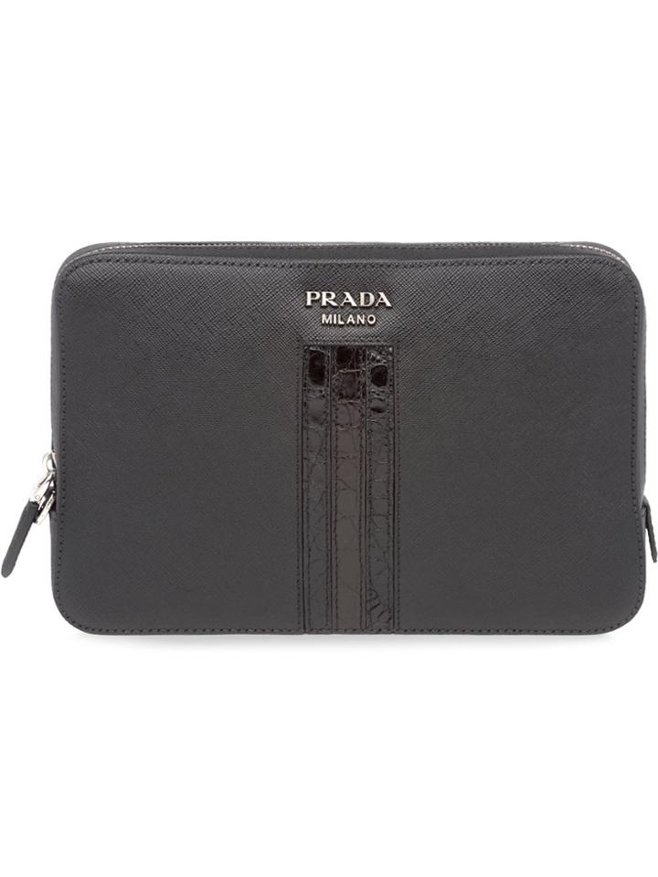 Prada Saffiano Pouch Bag - Black