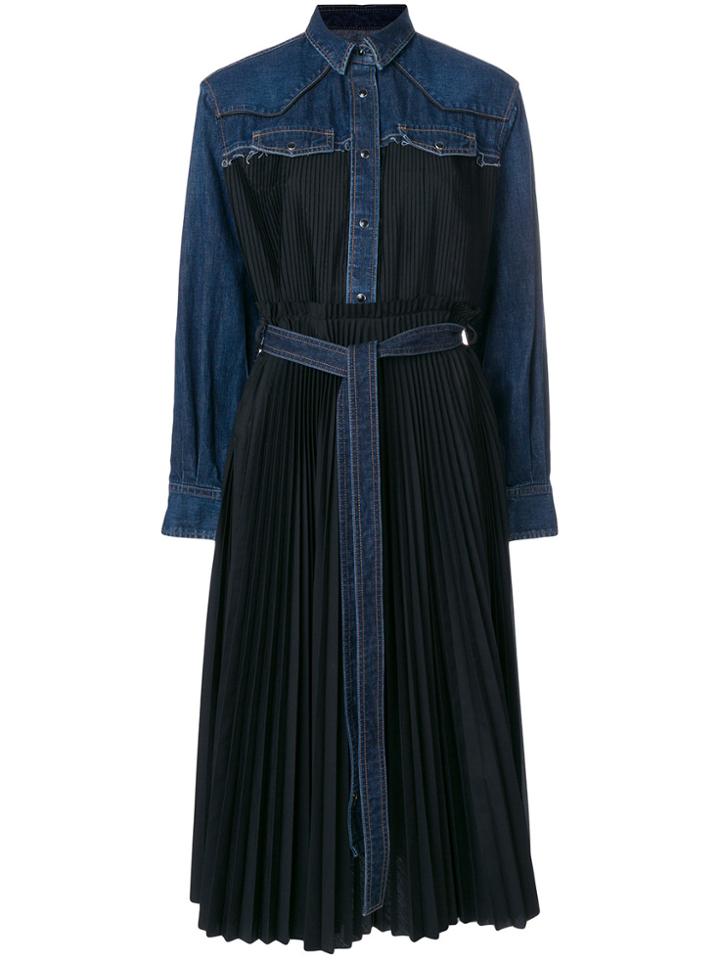 Sacai Fusion Flared Denim Insert Dress - Black