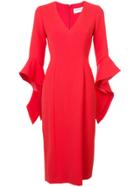 Prabal Gurung Ruffle Cuff V-neck Dress - Red