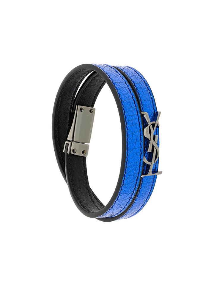 Saint Laurent Super Crack Double Wrap Bracelet - Blue