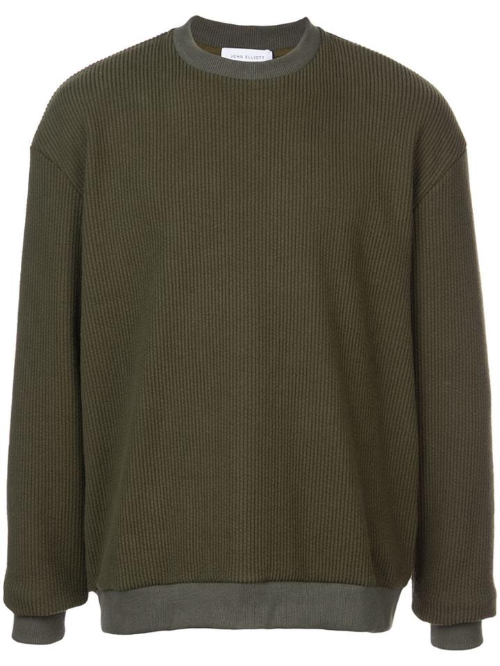 John Elliott Ribbed Round Neck Sweatshirt - Green