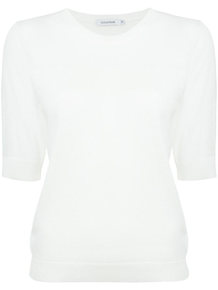 Guild Prime Short-sleeve Fitted Sweater - White