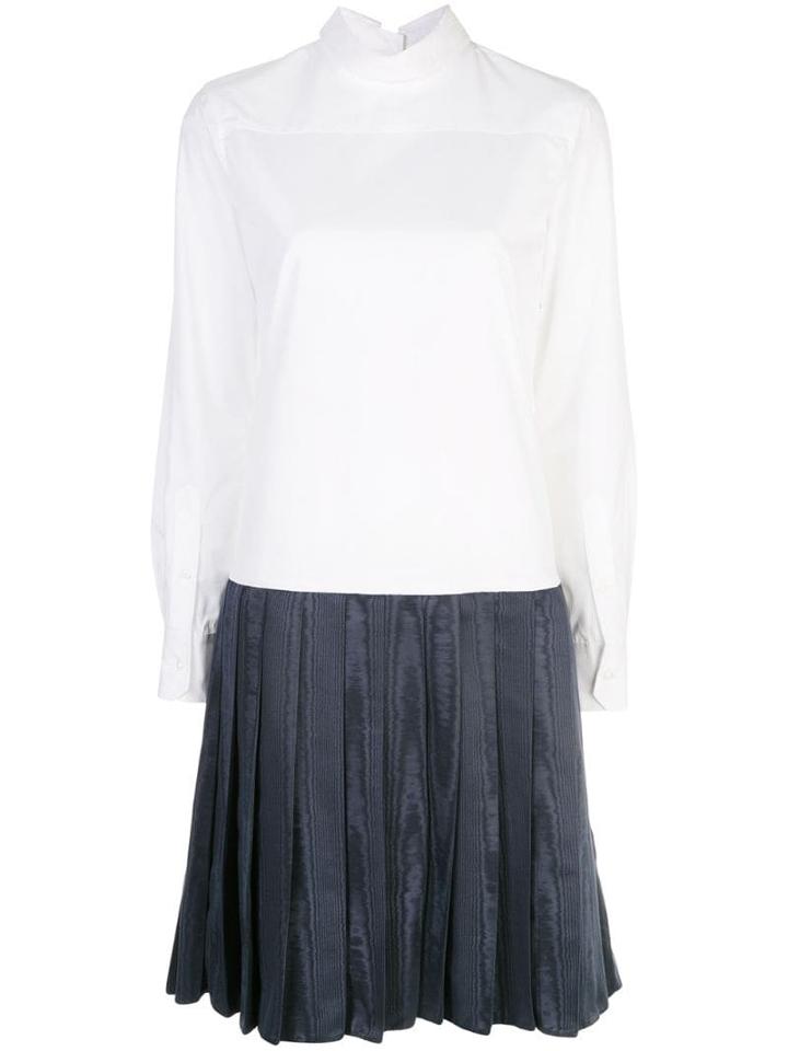 Thom Browne Mock Neck Flared Dress - White