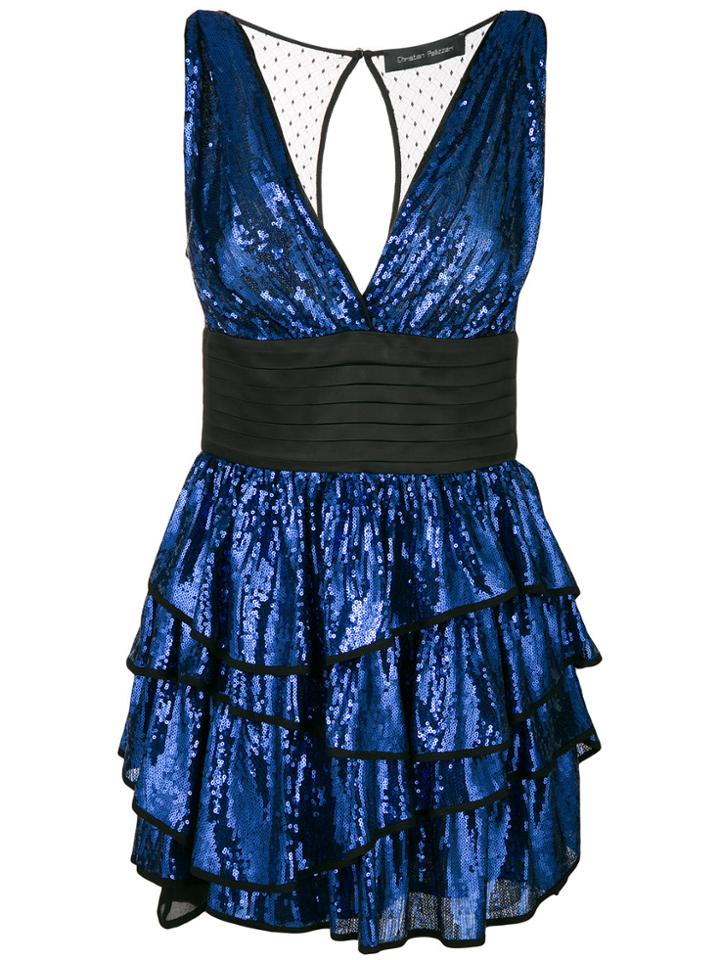 Christian Pellizzari Sequin Ruffled Dress - Blue