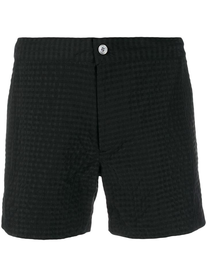 Officine Generale Checked Swim Shorts - Black