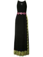Boutique Moschino Floral Lace Trim Gown, Women's, Size: 40, Black, Polyester/triacetate/acetate