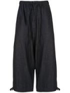 Yohji Yamamoto Cropped Drop-crotch Trousers - Blue