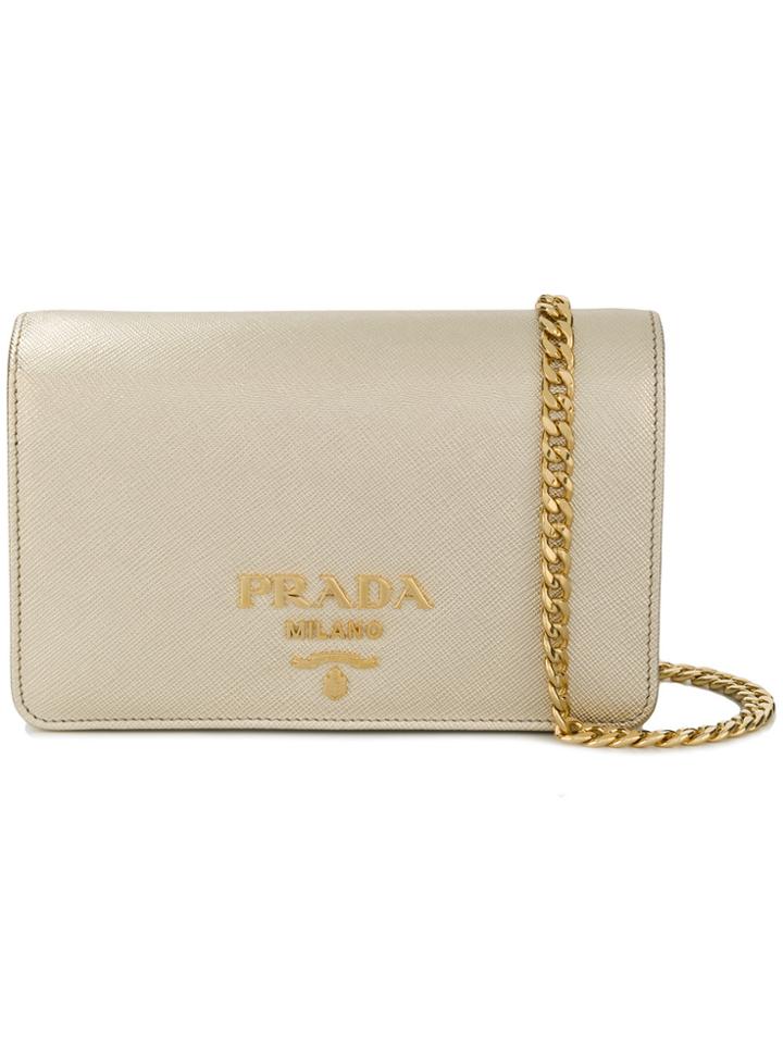 Prada Saffiano Chain Crossbody - Metallic