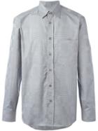 Brioni Check Shirt, Men's, Size: Medium, Grey, Cotton