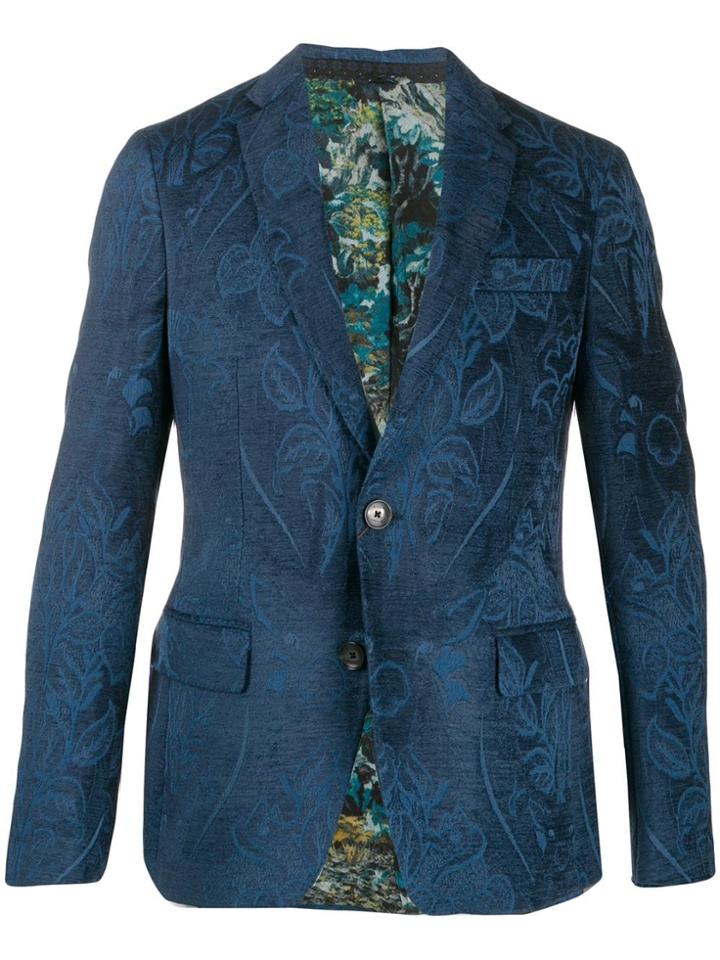 Etro Floral Embroidered Blazer - Blue