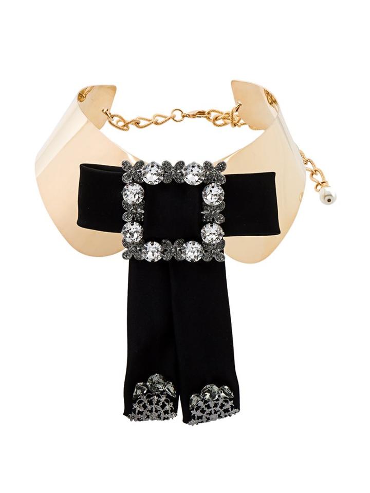 Dolce & Gabbana Embellished Bow Choker, Women's, Metallic