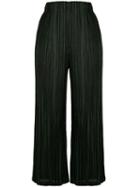 Pleats Please By Issey Miyake Pinstripe Cropped Trousers - Black