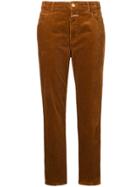 Closed Cropped Corduroy Trousers - Brown