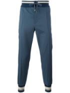 Dolce & Gabbana Piped Track Pants, Men's, Size: 48, Blue, Cotton/polyamide/spandex/elastane