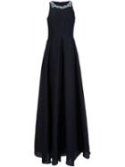 Marchesa Notte Embellished Neck Gown, Women's, Size: 4, Black, Silk