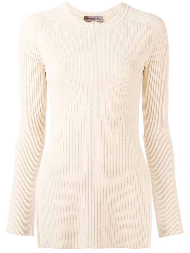 Sportmax Torre Ribbed Kniited Blouse, Women's, Size: Medium, Nude/neutrals, Polyester/viscose