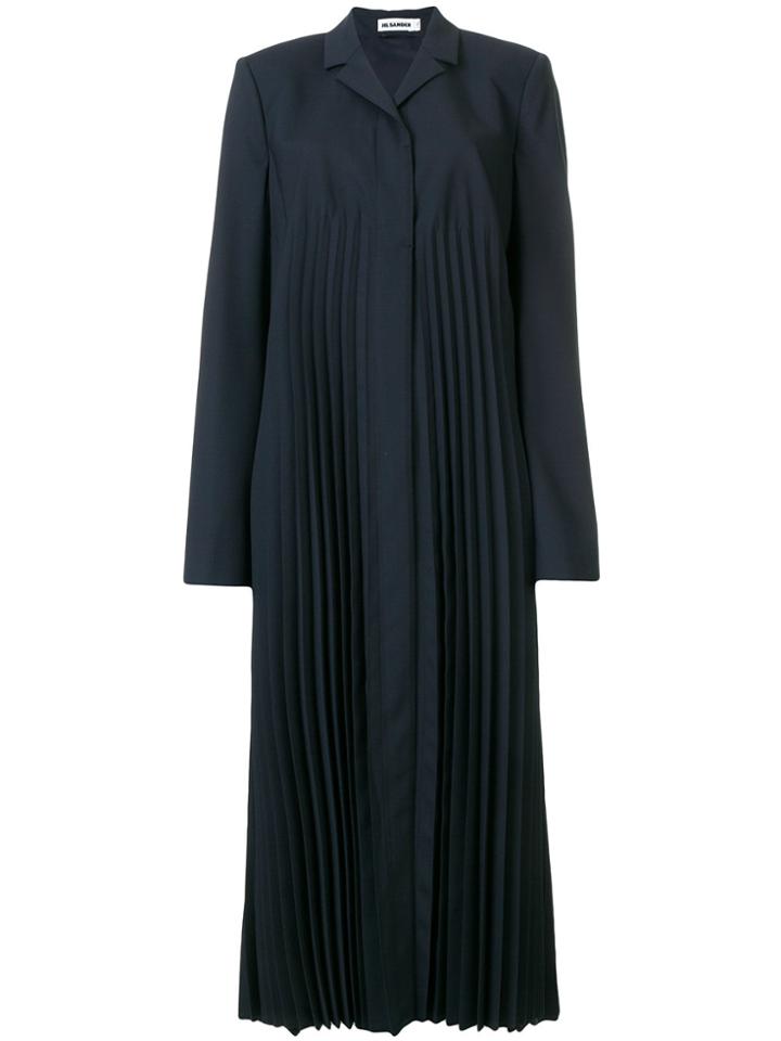Jil Sander Pleated Duster Coat - Blue