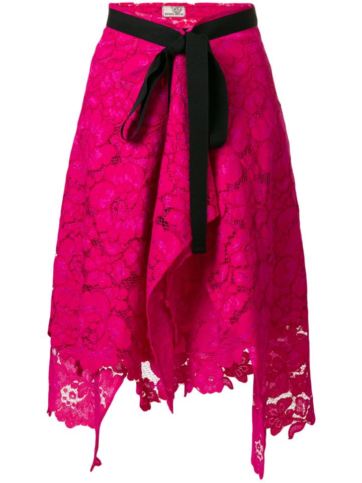 Antonio Marras Belted Lace Skirt - Pink & Purple