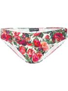 Dolce & Gabbana Rose Print Bikini Bottoms, Women's, Size: 1, Red, Polyamide/spandex/elastane