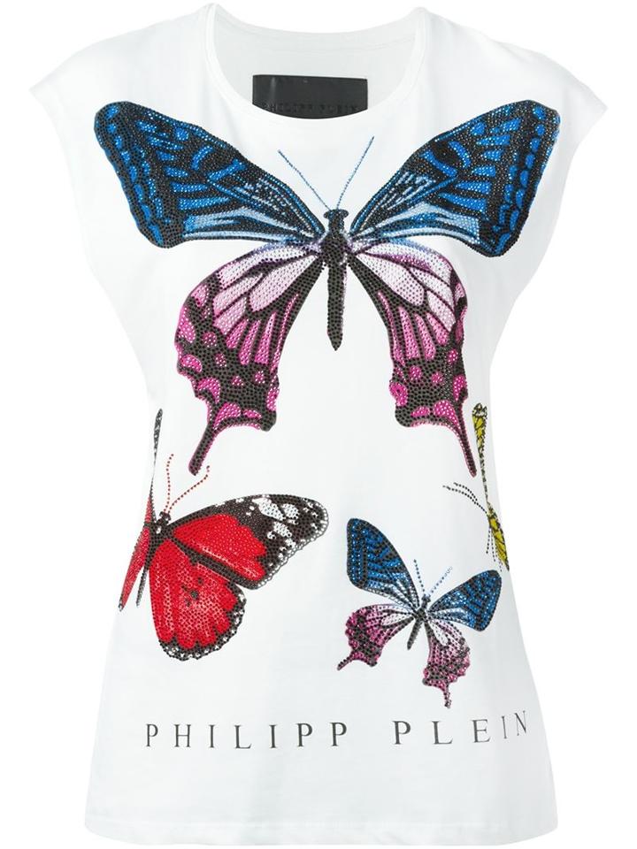 Philipp Plein 'butterfly' T-shirt, Women's, Size: Xxl, White, Cotton