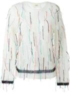Ports 1961 Rainbow Fringed Jumper, Women's, Size: Medium, White, Silk/mohair/wool