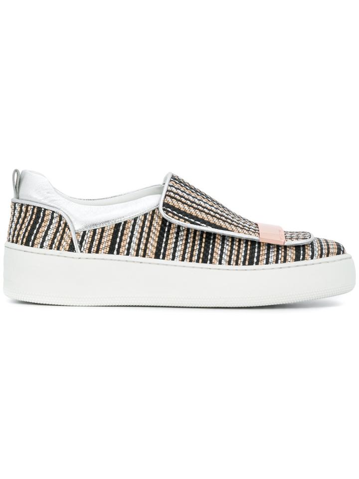 Sergio Rossi Woven Slip-on Sneakers - Black