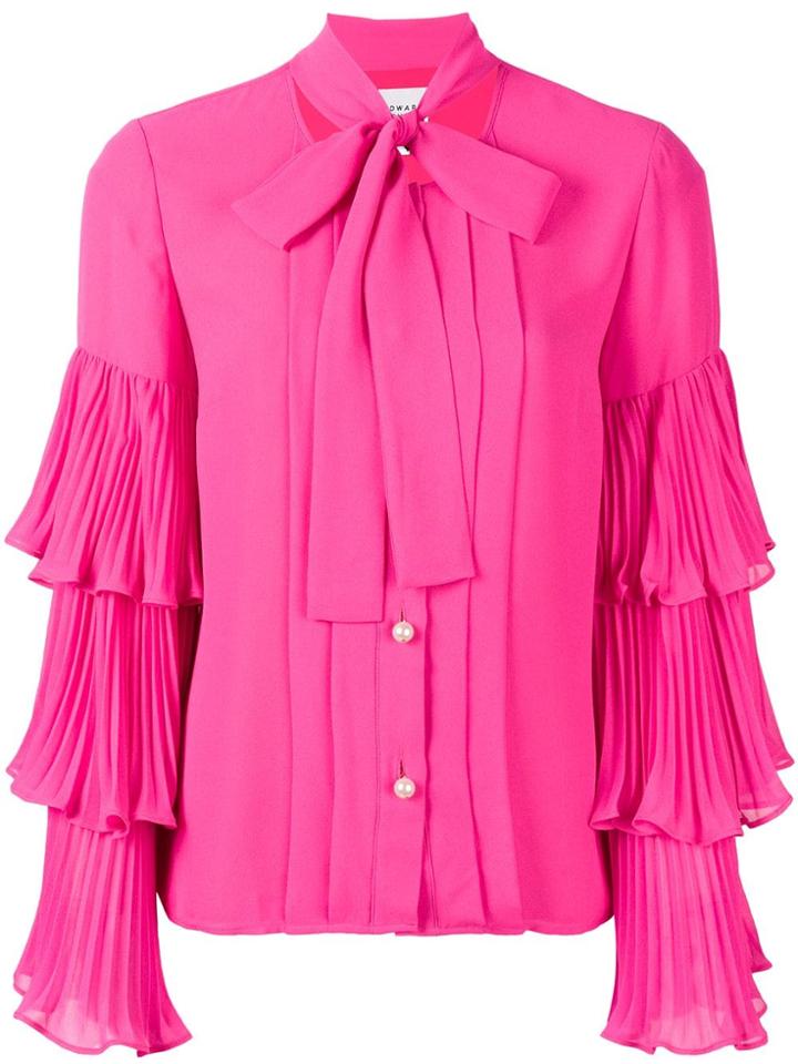 Edward Achour Paris Pleated Sleeves Shirt - Pink & Purple