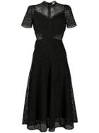 Sandro Paris Sheer Panel Lace Midi Dress - Black