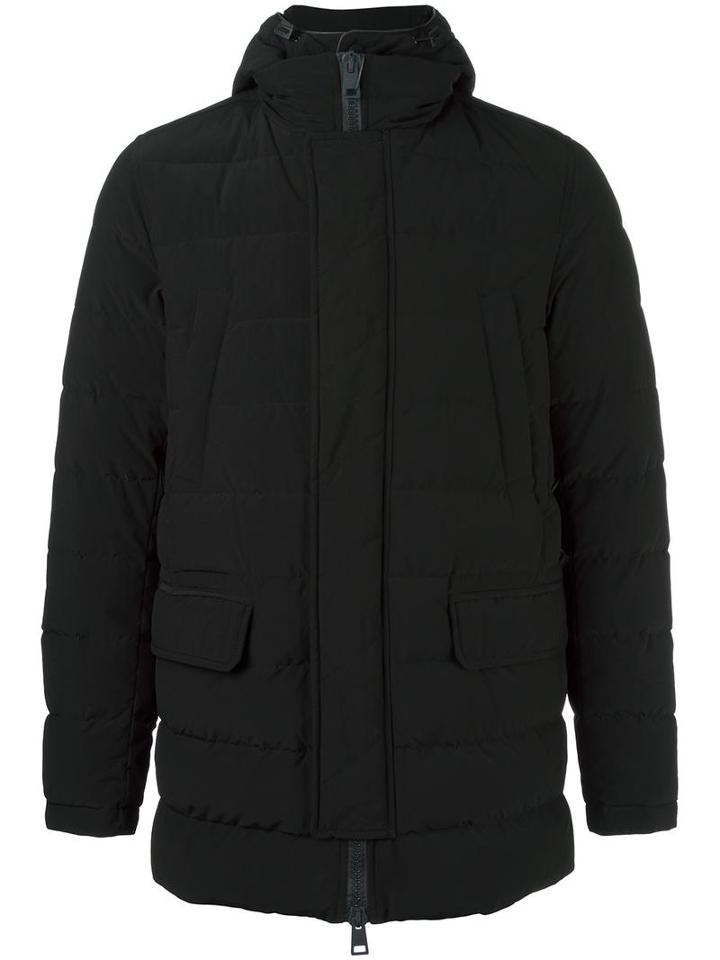 Herno Hooded Coat, Men's, Size: 52, Black, Polyester/polyamide/feather Down