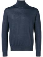 Canali Turtle-neck Fitted Sweater - Blue