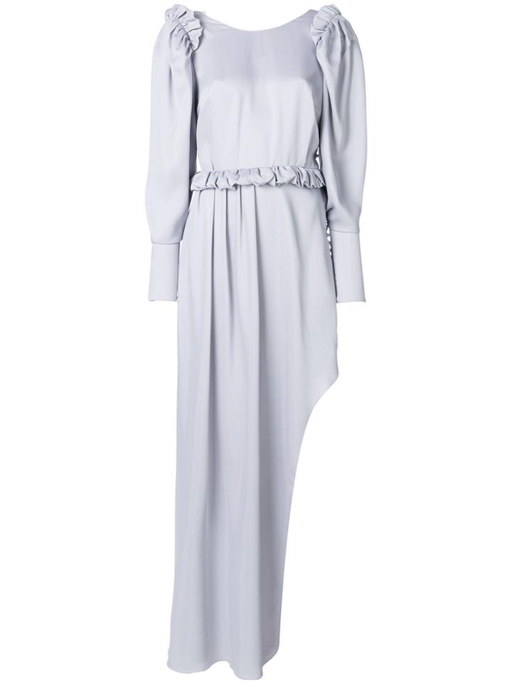Magda Butrym Long Ruffle-detail Dress - Pink & Purple