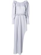Magda Butrym Long Ruffle-detail Dress - Pink & Purple