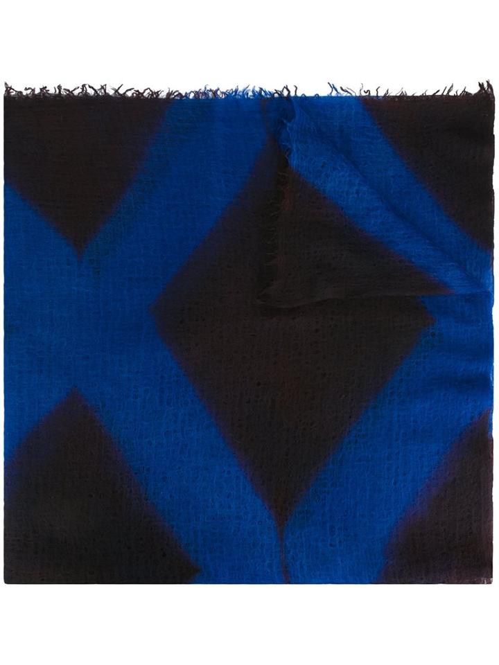 Suzusan 'itajime Shibori' Scarf, Adult Unisex, Blue, Cashmere