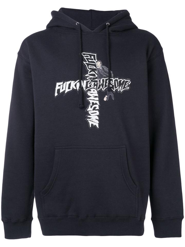 Fucking Awesome Logo Print Hoodie - Blue
