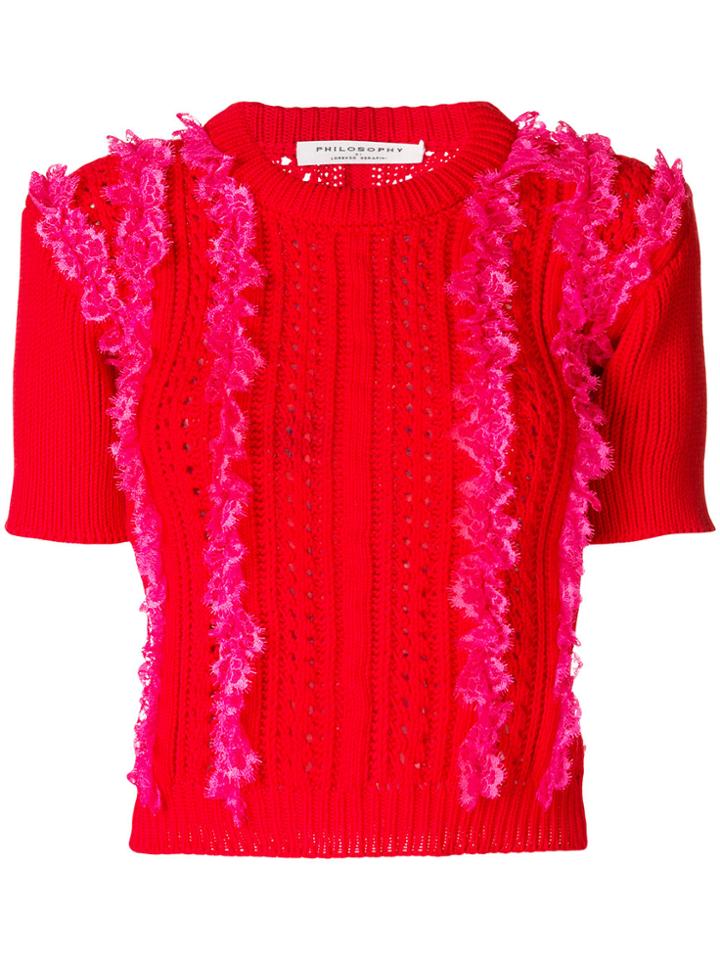 Philosophy Di Lorenzo Serafini Ruffle Perforated Jumper - Red