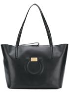 Salvatore Ferragamo Gancio Textured Tote Bag - Black