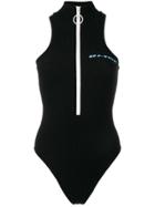 Off-white Contrast Zip Sleeveless Body - Black