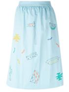 Jimi Roos Embroidered Graphics Skirt, Women's, Size: M, Blue, Cupro/cotton/polyamide