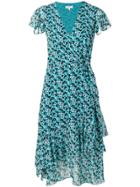 Michael Michael Kors Floral-print Wrap Midi Dress - Blue