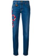 Gucci Embroidered Kingsnake Jeans - Blue