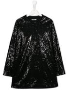 Msgm Kids Teen Sequined Knitted Dress - Black