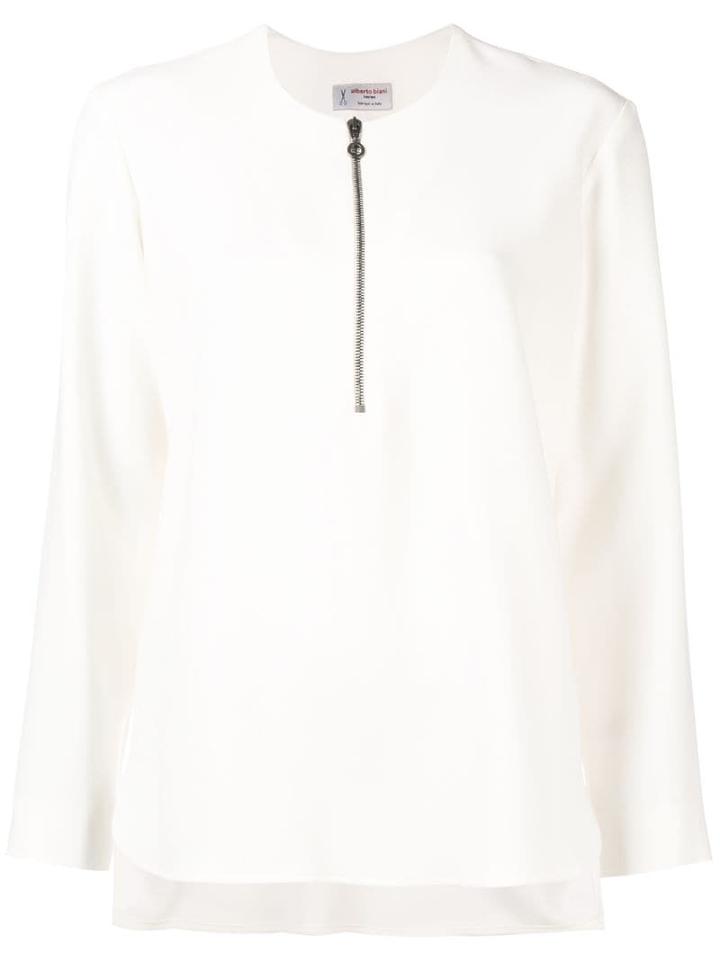 Alberto Biani Zipped Front Flared Blouse - Neutrals