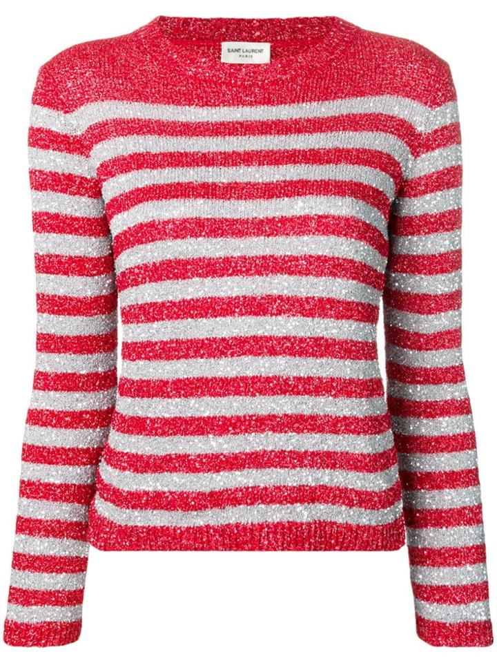 Saint Laurent Rhinestone-decorated Sailor Top - Red